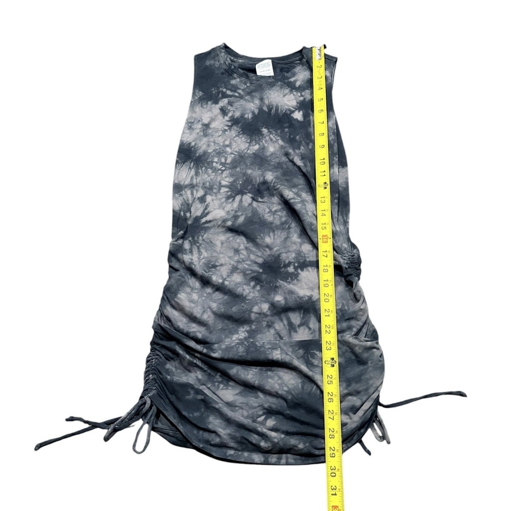 PINK Victoria's Secret Black Gray Tie Dye Cotton Sleeveless Tank Dress Ruched S - Picture 5 of 8